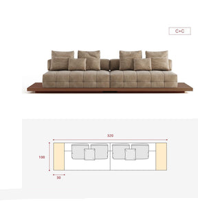 GraffitiWallArt-Wabi Sabi Walnut Cloud Floor Accent Sofa – Dark & Light Walnut Wood