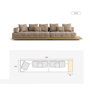 GraffitiWallArt-Wabi Sabi Walnut Cloud Floor Accent Sofa – Dark & Light Walnut Wood