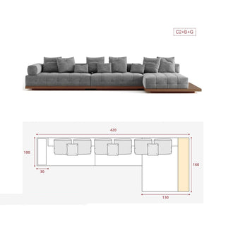 GraffitiWallArt-Wabi Sabi Walnut Cloud Floor Accent Sofa – Dark & Light Walnut Wood