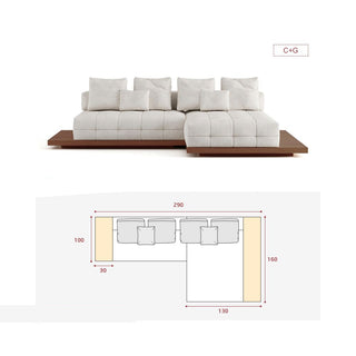 GraffitiWallArt-Wabi Sabi Walnut Cloud Floor Accent Sofa – Dark & Light Walnut Wood