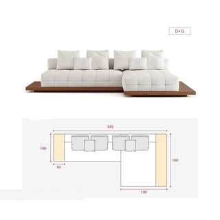 GraffitiWallArt-Wabi Sabi Walnut Cloud Floor Accent Sofa – Dark & Light Walnut Wood