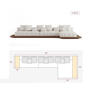 GraffitiWallArt-Wabi Sabi Walnut Cloud Floor Accent Sofa – Dark & Light Walnut Wood