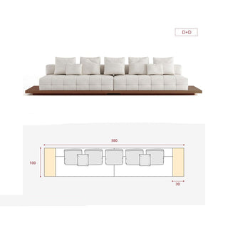GraffitiWallArt-Wabi Sabi Walnut Cloud Floor Accent Sofa – Dark & Light Walnut Wood