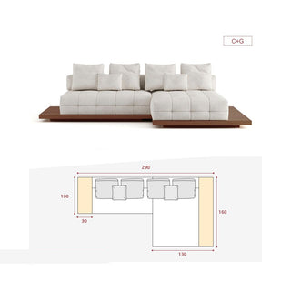 GraffitiWallArt-Wabi Sabi Walnut Cloud Floor Accent Sofa – Dark & Light Walnut Wood