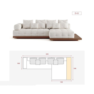GraffitiWallArt-Wabi Sabi Walnut Cloud Floor Accent Sofa – Dark & Light Walnut Wood