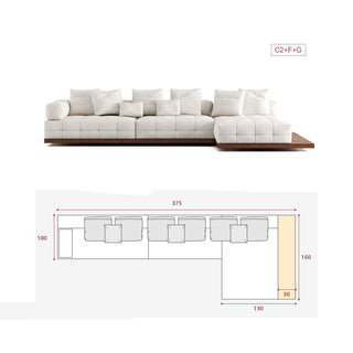 GraffitiWallArt-Wabi Sabi Walnut Cloud Floor Accent Sofa – Dark & Light Walnut Wood