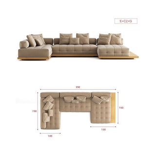 GraffitiWallArt-Wabi Sabi Walnut Cloud Floor Accent Sofa – Dark & Light Walnut Wood