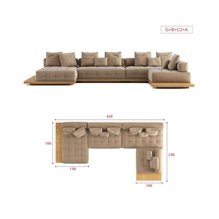 GraffitiWallArt-Wabi Sabi Walnut Cloud Floor Accent Sofa – Dark & Light Walnut Wood