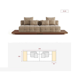 GraffitiWallArt-Wabi Sabi Walnut Cloud Floor Accent Sofa – Dark & Light Walnut Wood