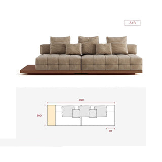 GraffitiWallArt-Wabi Sabi Walnut Cloud Floor Accent Sofa – Dark & Light Walnut Wood