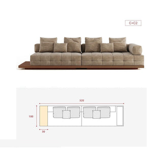 GraffitiWallArt-Wabi Sabi Walnut Cloud Floor Accent Sofa – Dark & Light Walnut Wood