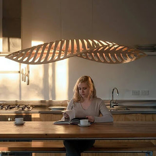 Wabi Sabi Wood Art Fish Bone Pendant Chandelier-Kitchen Island