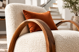 Walnut Wood Curve Sofa Chair – Solid Walnut, 82cm Height, 71cm Width, Lazy Lounge