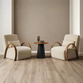 Walnut Wood Living Room Curve Lazy Sofa Chair