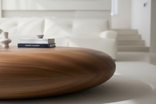 Walnut Wood Pebble Coffee Table – Organic Modern Design in Raw Finish