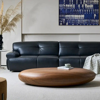 Walnut Wood Pebble Coffee Table – Organic Modern Design in Raw Finish