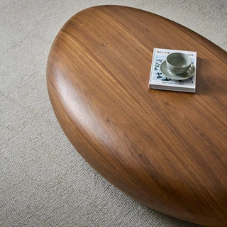 Walnut Wood Pebble Coffee Table – Organic Modern Design in Raw Finish