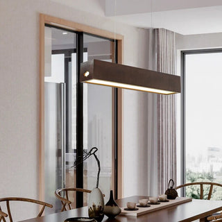Walnut Wood Rectangular Hanging Light-Kitchen Island