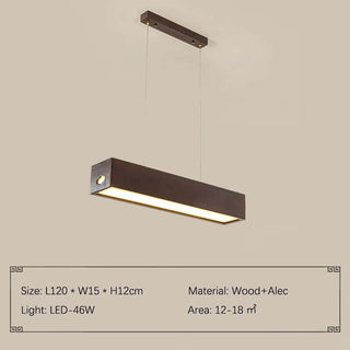 Walnut Wood Rectangular Hanging Light-Kitchen Island