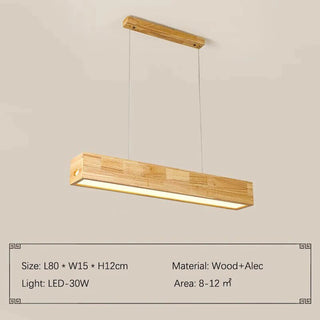 Walnut Wood Rectangular Hanging Light-Kitchen Island