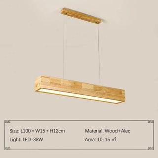 Walnut Wood Rectangular Hanging Light-Kitchen Island