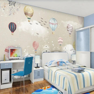 Whimsical Air Balloons Flying Nursery Wallpaper-Kids Room Wallpaper