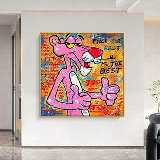 Whimsical Pink Panther - Playful Wall Art-Pink Panther Art