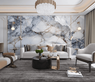White & Black Stone: Marble Wallpaper Murals-Marble Design Wallpaper