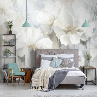 White Floral Wallpaper Murals - Stunning Design-Flower & Leaf Wallpaper