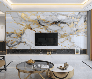 White & Gold Stone - Marble Wallpaper Murals-Marble Design Wallpaper