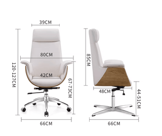 White Leather Executive Office Chair – Adjustable Ergonomic Swivel Design-Office Chairs