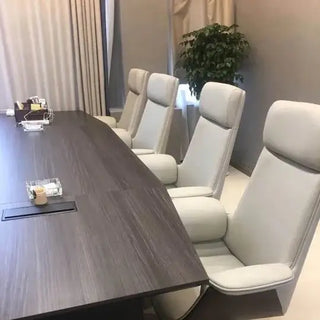 White Leather Executive Office Chair – Adjustable Ergonomic Swivel Design-Office Chairs