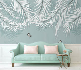 White Leaves Wallpaper Murals: Nature-inspired Wall Decor-Flower & Leaf Wallpaper