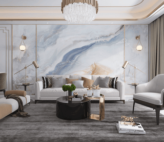 White Sea Stone Design - Marble Wallpaper Murals-Marble Design Wallpaper