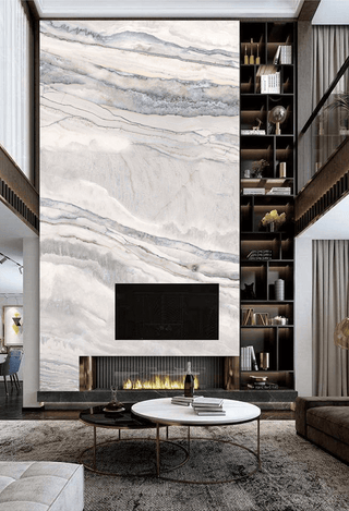 White Waves Stone - Marble Wallpaper Murals-Marble Design Wallpaper