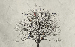 Winter Birds Tree Walllpaper Mural - Enhance Your Space-Trees Wallpaper
