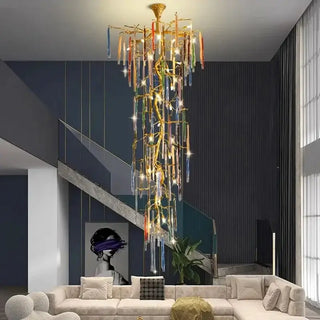 Winter Tree Colourful Crystal Tunes Chandelier Lighting-Staircase Chandeliers
