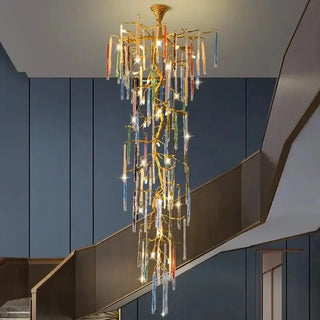 Winter Tree Colourful Crystal Tunes Chandelier Lighting-Staircase Chandeliers