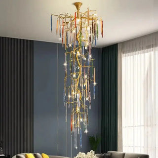 Winter Tree Colourful Crystal Tunes Chandelier Lighting-Staircase Chandeliers