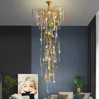 Winter Tree Colourful Crystal Tunes Chandelier Lighting-Staircase Chandeliers