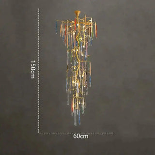 Winter Tree Colourful Crystal Tunes Chandelier Lighting-Staircase Chandeliers