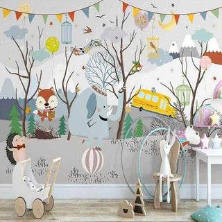 Winter Wonderland Wallpaper: Animal Party Atmosphere-Kids Room Wallpaper
