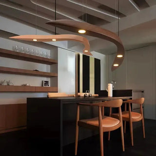 Wooden Pendant Wave Lights Hanging-Kitchen Island