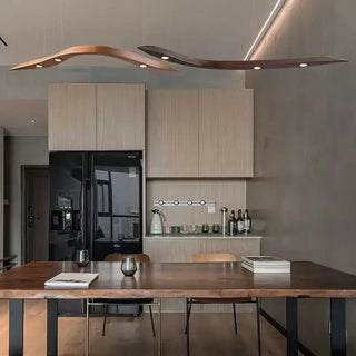 Wooden Pendant Wave Lights Hanging-Kitchen Island