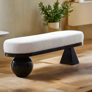 Wooden Shoe Bench with Lamb Wool Cushion – Entryway Stool in Various Sizes-Benches