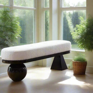 Wooden Shoe Bench with Lamb Wool Cushion – Entryway Stool in Various Sizes-Benches