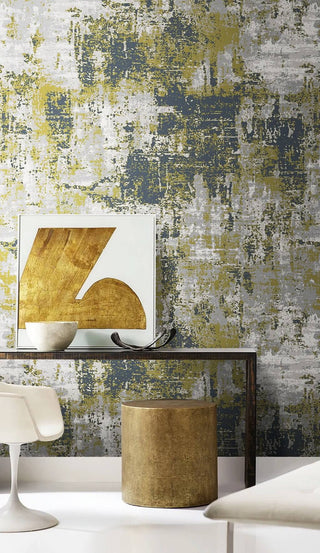 Yellow Brushed Texture Wallpaper Mural-Geometric Shapes Wallpaper