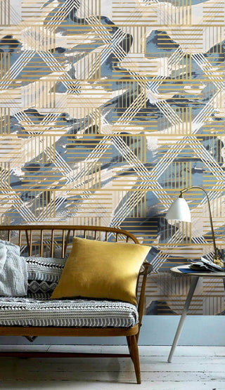 Yellow Geometric Maze Wallpaper Mural-Geometric Shapes Wallpaper