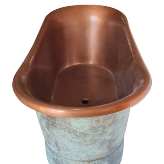 Green Patina Antique Copper Freestanding Bathtub 1.8m Luxury Soaking Tub-Graffitiwallarts