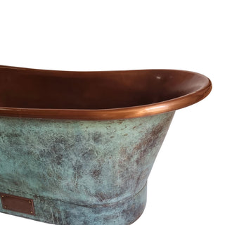 Green Patina Antique Copper Freestanding Bathtub 1.8m Luxury Soaking Tub-Graffitiwallarts